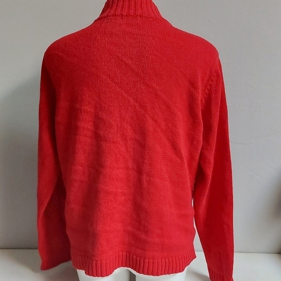 Classic Elements Red Sweater Full Zip Snowman 3D Holiday Ribbed Trim Size Large - Picture 2 of 12